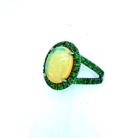 Natural Opal Tsavorite Ring Size 7 14k Gold 5.66 TCW Certified $5,950 300686 - Picture 15 of 17